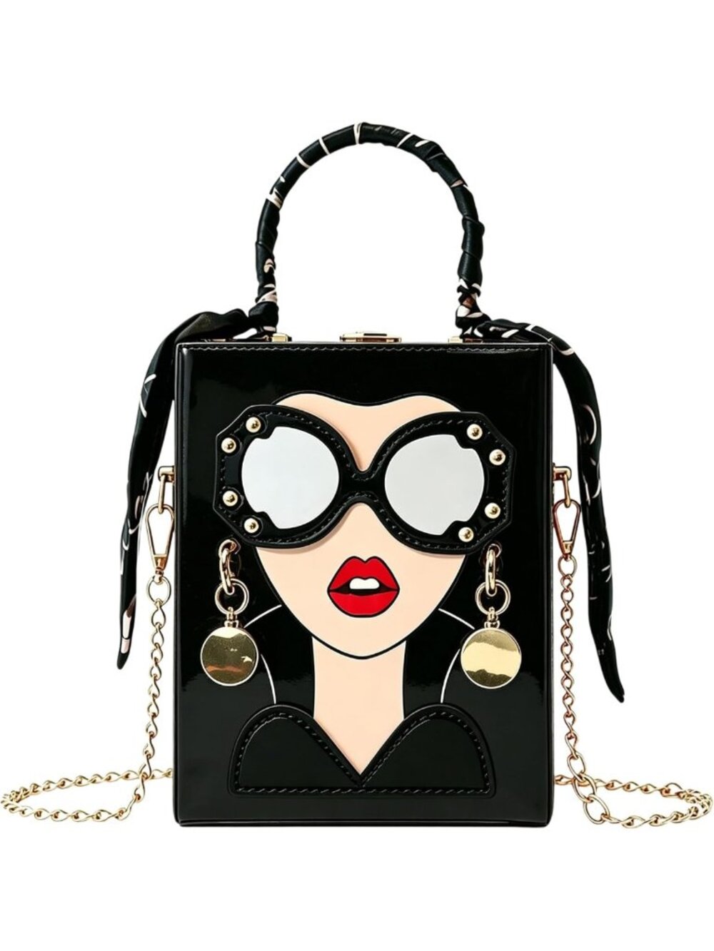 Unique 3D Lady Face Satchel Handbag - Funky PU Leather Crossbody Purse for Women